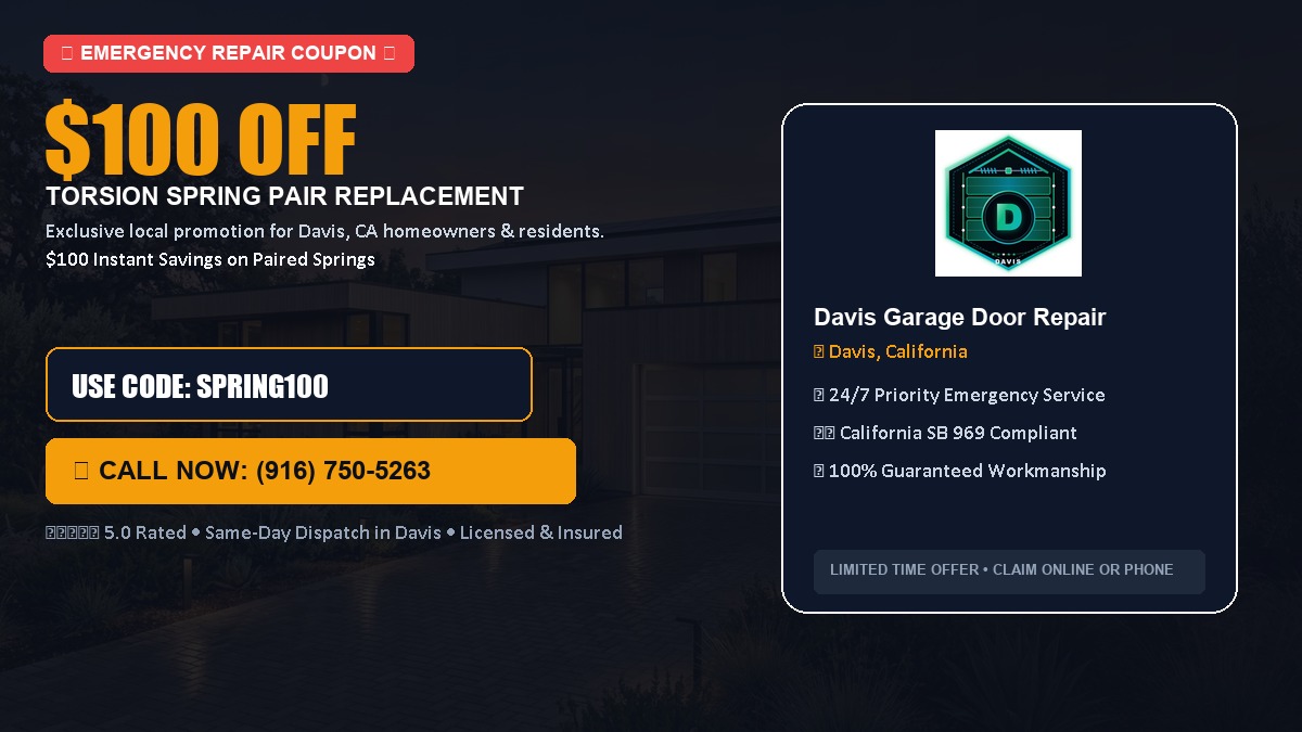 $100 OFF Heavy-Duty Torsion Spring Pair Replacement in Davis, CA